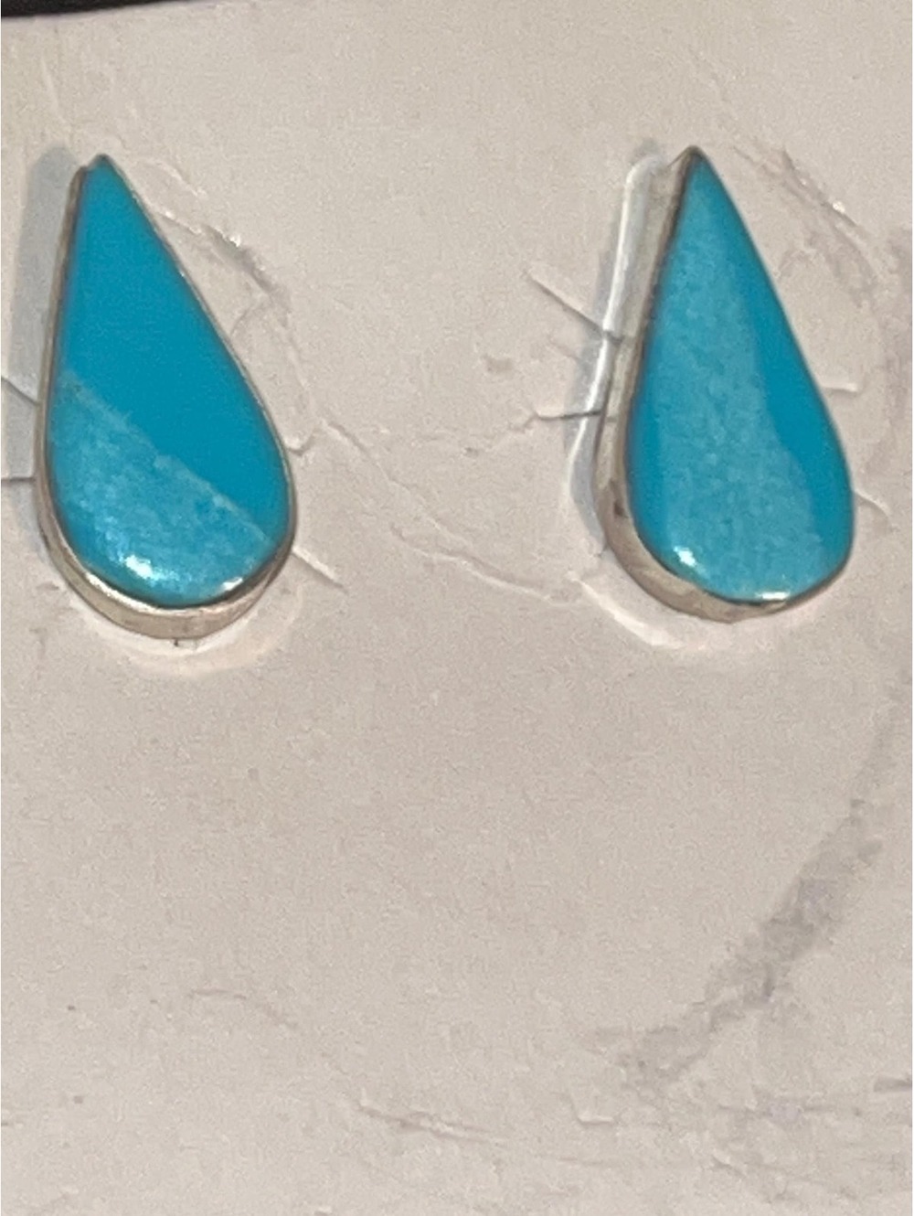 Navajo handmade sterling silver turquoise cluster earrings